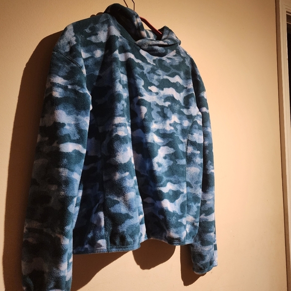 TEK GEAR Fleece Hoodie Youth XL (18-20) Blue Camouflage Pullover - Picture 4 of 5